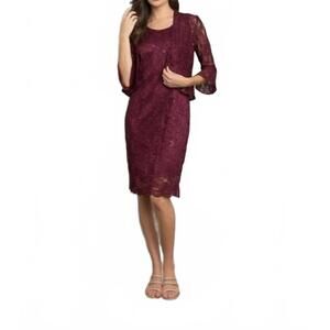 NEW EVA mother of the bride 2 piece dress in burgundy